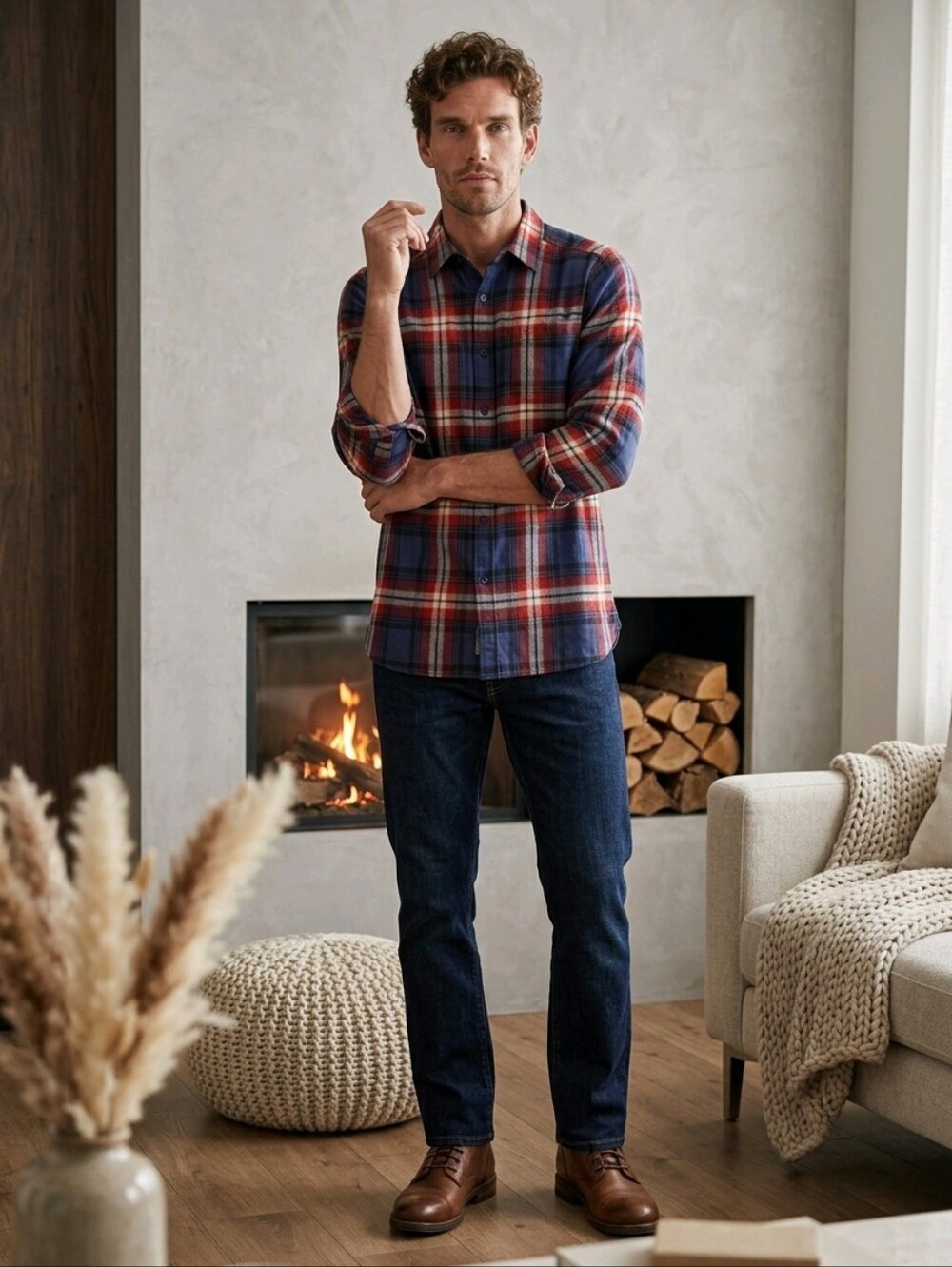 Pendleton Blue Red Checked Wool Shirt. Size M